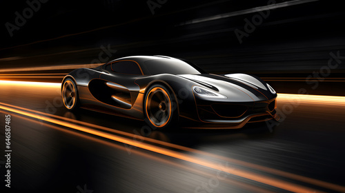 Sport car with motion blur on the road