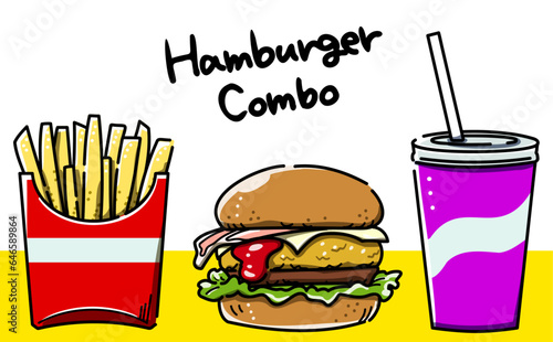 ハンバーガーのセット ポテト ドリンク ファーストフード 