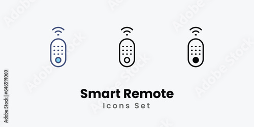 Smart Remote Icons set stock illustration.