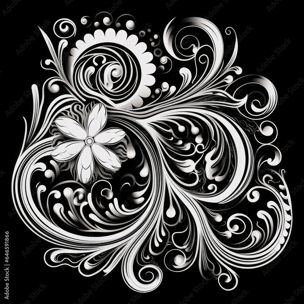 Fototapeta premium antique vintage calligraphic swirl Filigree, AI Generated