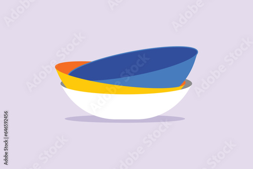 Modern ceramic kitchen utensils concept. Colored flat vector illustration isolated. 