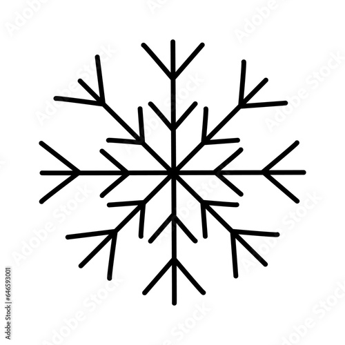 Beautiful snowflake, doodle style flat vector outline