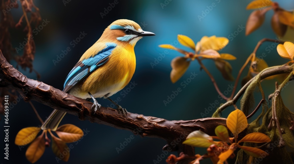 Colorful Bird Perching on Tree Branch in Nature Colorful Bird Perching on Tree Branch in Nature