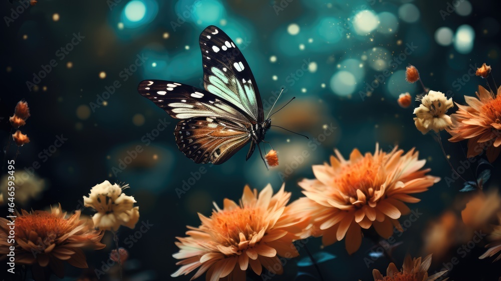 Delicate butterfly on vibrant flower, showcasing nature's beauty and wildlife.