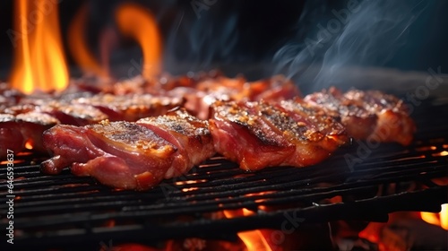 Fiery Outdoor Grill: Grilled Beef over Flames