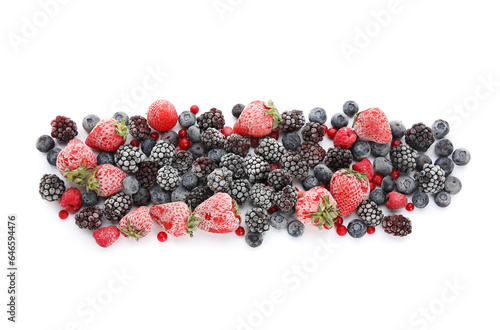 Frozen berries on white background