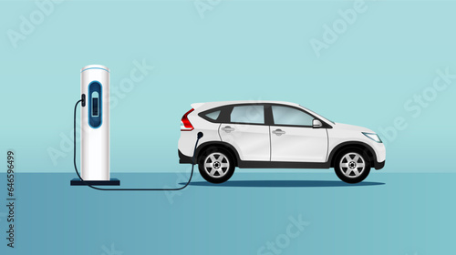 Eectric EV car charging battery on the background. Concept of protecting the environment, loving the earth, Save for the world. Ready to apply to your design. Vector illustration.