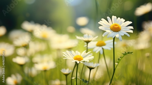 Blooming Daisy in a Delicate Meadow: a Macro View of Nature's Beauty