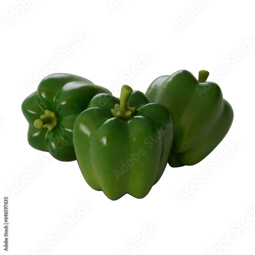 3D Stylized Green Peppers