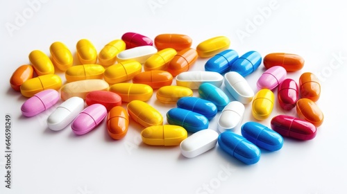 A Colorful Assortment of Medication on a White Background