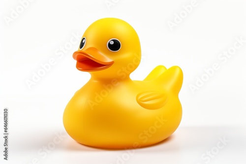 Cute little yellow rubber duck. Fun toy for baby bath.