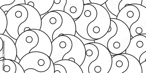 black white yin yang sign seamless pattern