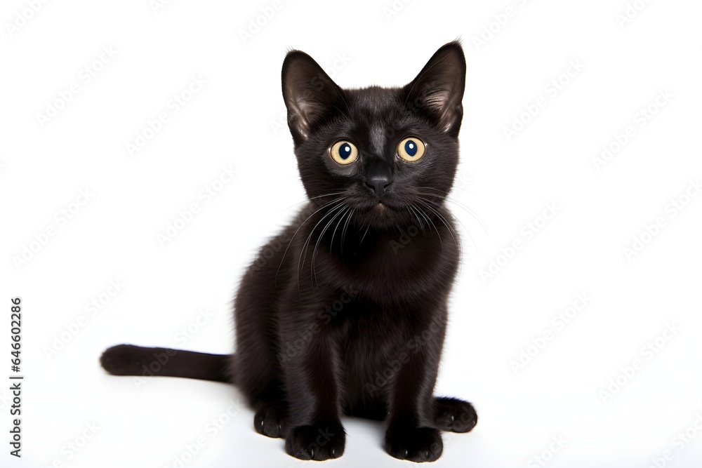 black cat isolated on white