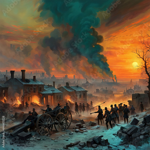 Fotobehang American Civil War battle - Created with Generative AI Technology