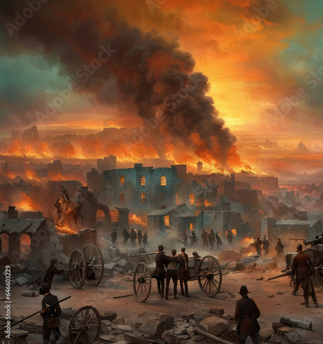 Print op canvas American Civil War battle - Created with Generative AI Technology