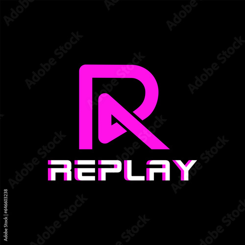letter R play entertaiment  logo design vector