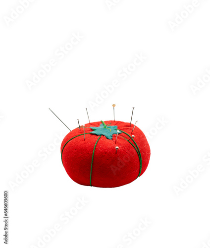 Tomato pin cushion on a transparent background 