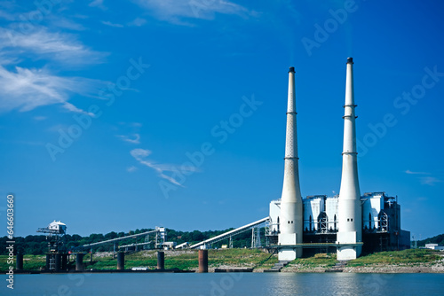 Coal Powered Electric Plant along the Ohio River, USA