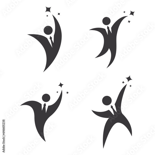 businessman achieve target with stars logo vector icon illustration