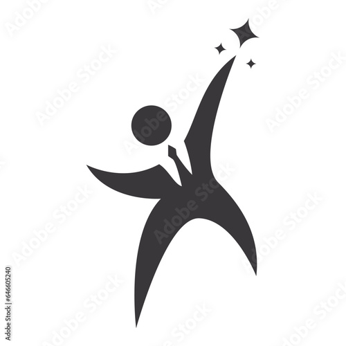 businessman achieve target with stars logo vector icon illustration