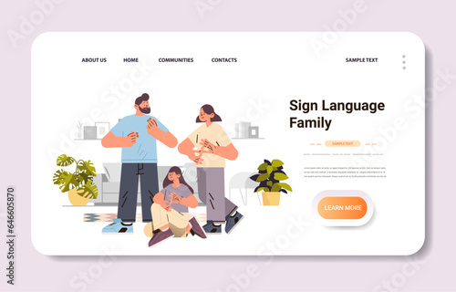 deaf people talk to each other people with hearing aid disabled deaf mute family communicate using sign language hearing disability concept