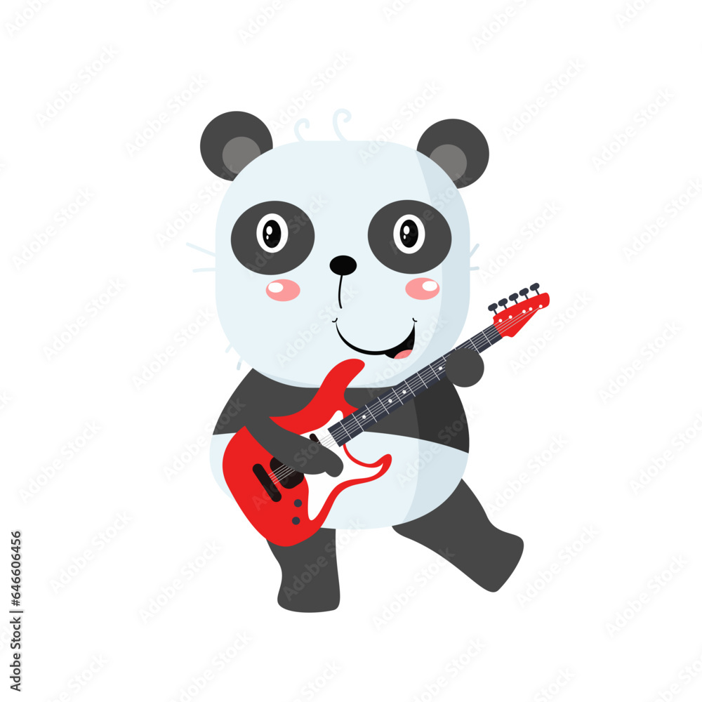 Vector cute panda playing guitar cartoon vector icon illustration Vector cute panda playing guitar cartoon vector icon illustration