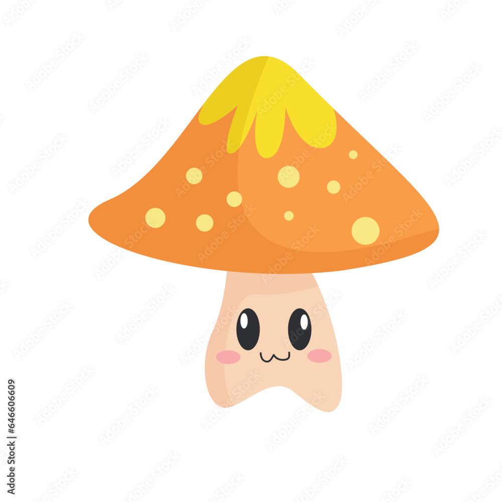 vector happy cute yellow mushroom cartoon vector icon illustration vector happy cute yellow mushroom cartoon vector icon illustration