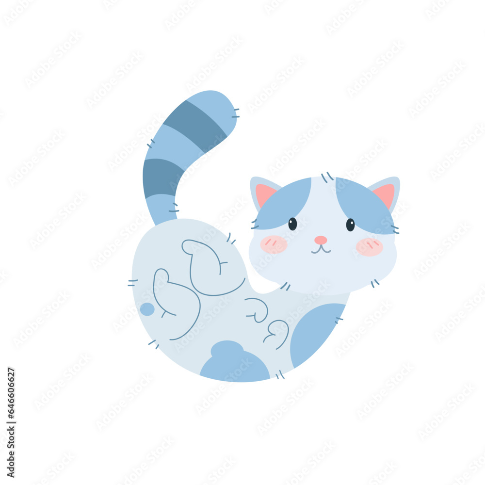 vector cute happy cat laying cartoon vector icon illustration