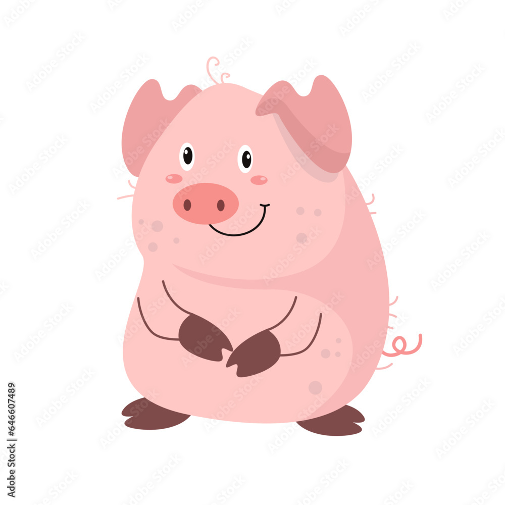 vector cute pig standing cartoon vector icon illustration vector cute pig standing cartoon vector icon illustration