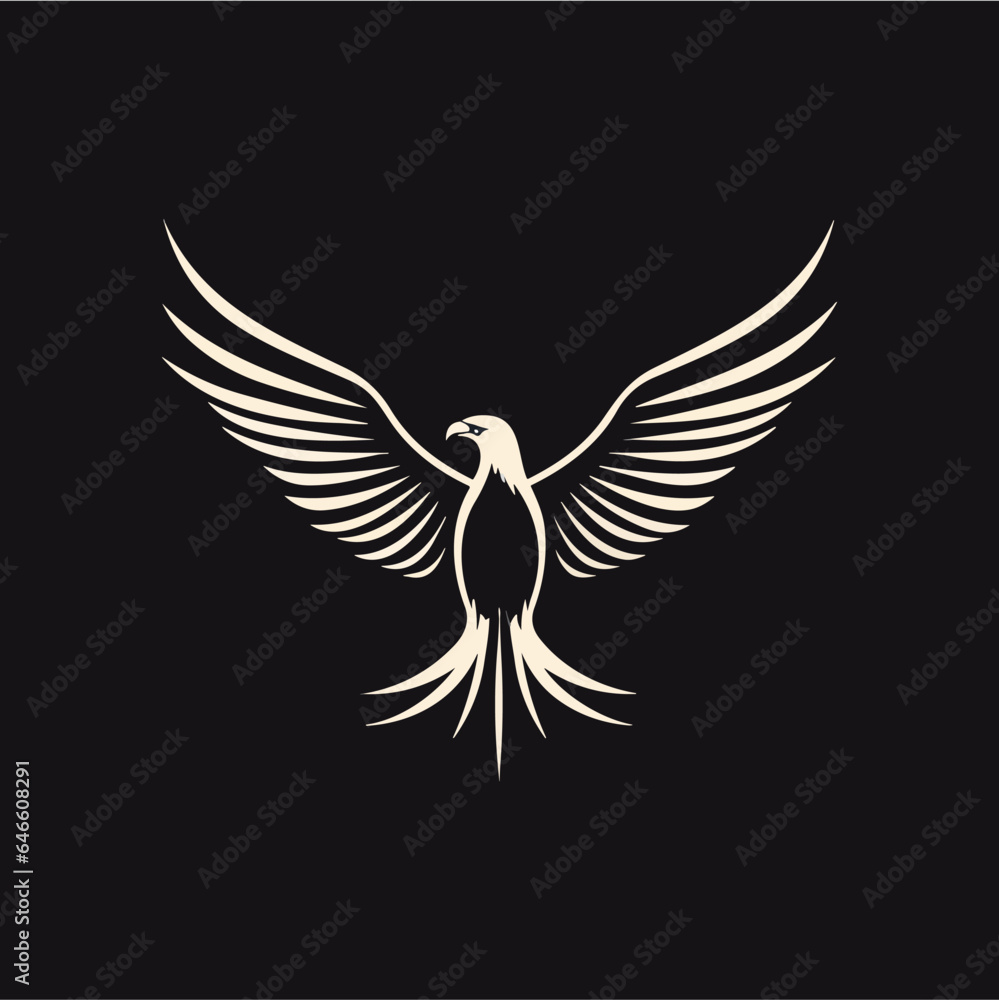Obraz premium Minimalist eagle symbol in vector. 