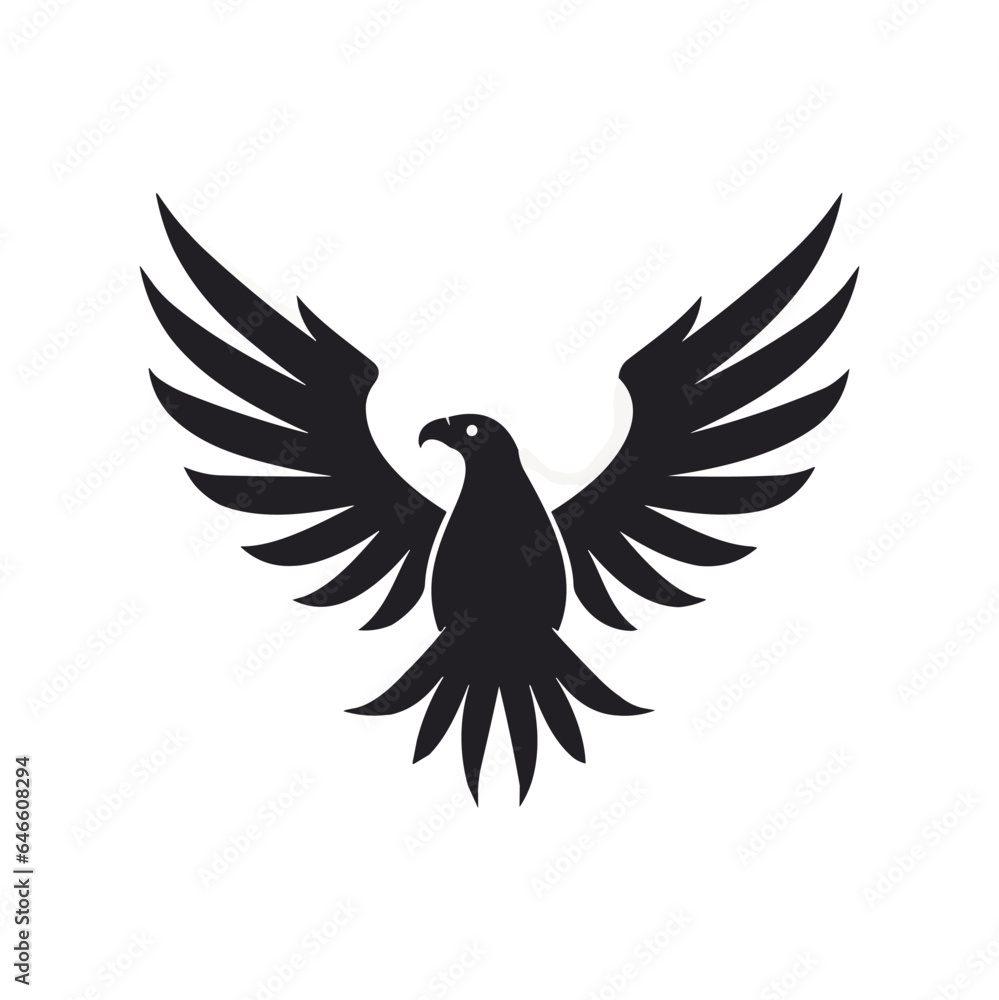 Obraz premium Minimalist eagle symbol in vector.