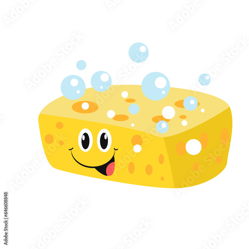 Vector cute sponge cartoon icon illustration