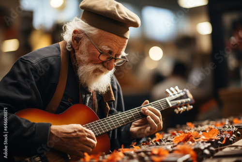 Lifelong Hobbies. Seniors engaged in activities like playing musical instruments or crafting, highlighting their continued passion for their interests. Generative AI.