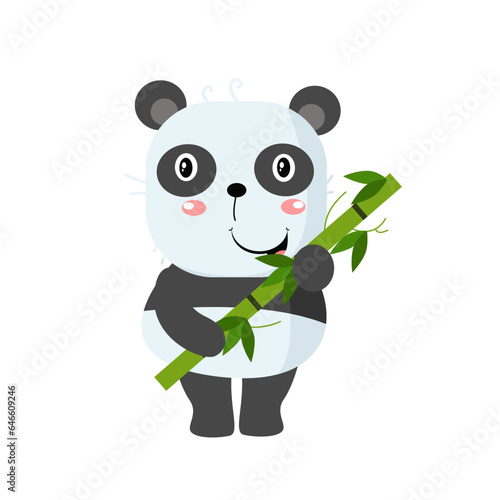 Fototapeta Naklejka Na Ścianę i Meble -  vector cute panda with bamboo cartoon vector icon illustration