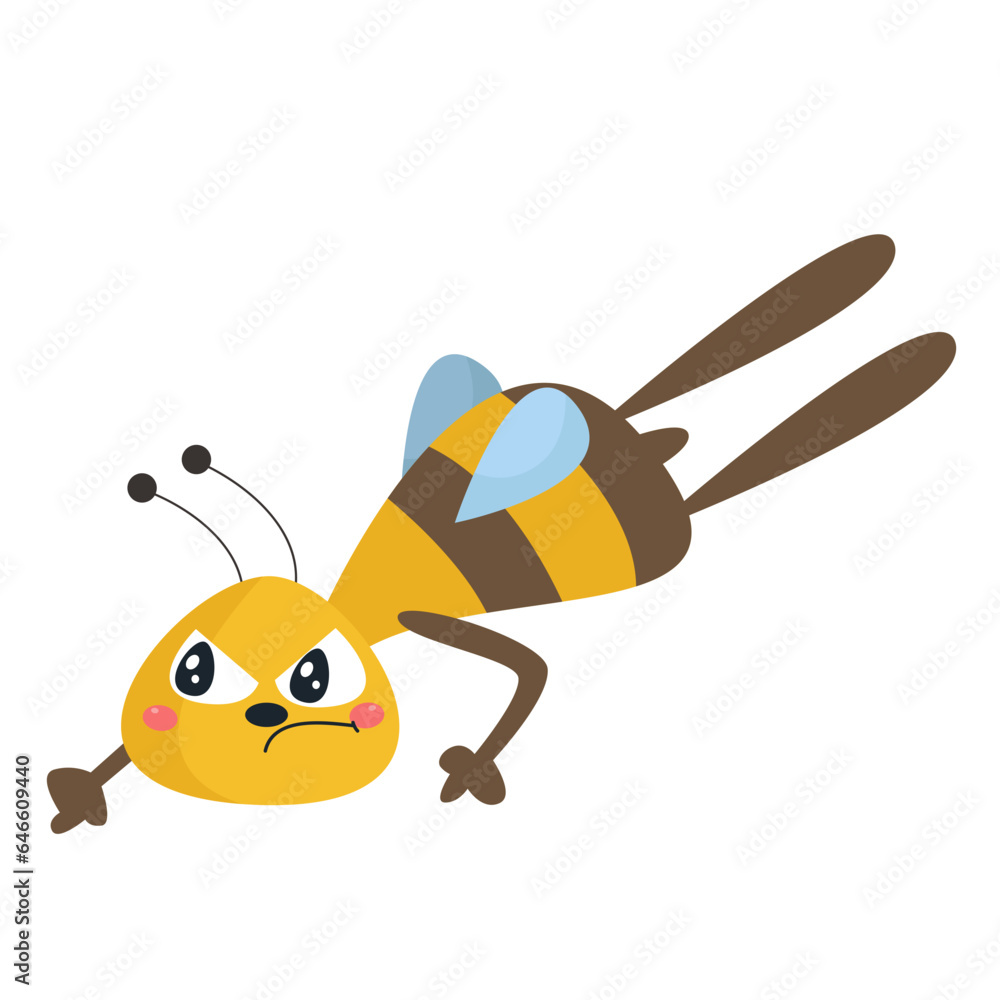 Fototapeta premium vector cute honey bee flying cartoon vector icon illustration
