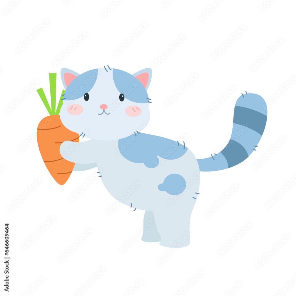 vector cute cat holding orange carrotcartoon vector icon illustration animal nature vector cute cat holding orange carrotcartoon vector icon illustration animal nature