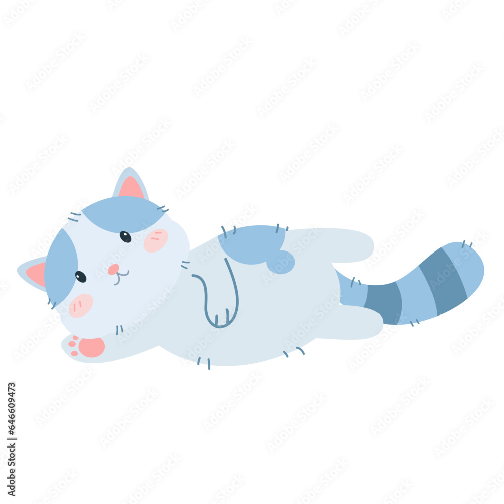 Fototapeta premium vector cute cat lying sideways cartoon vector icon illustration animal nature