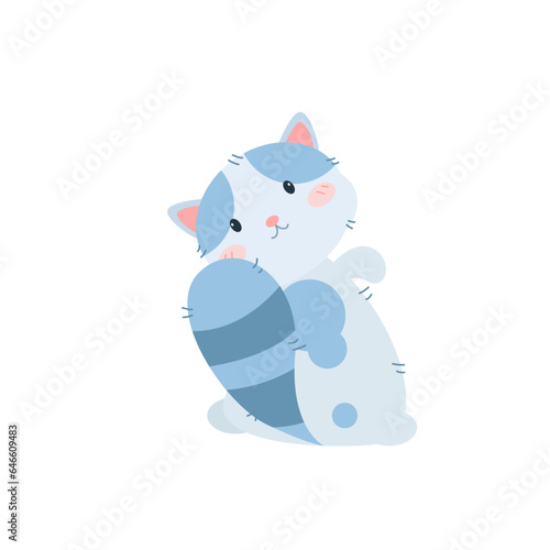 vector cute cat was sitting and looking back cartoon vector icon illustration animal nature