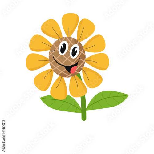 vector hand drawn sunflower cartoon illustration