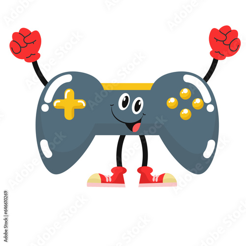 vector playstation stick with happy face