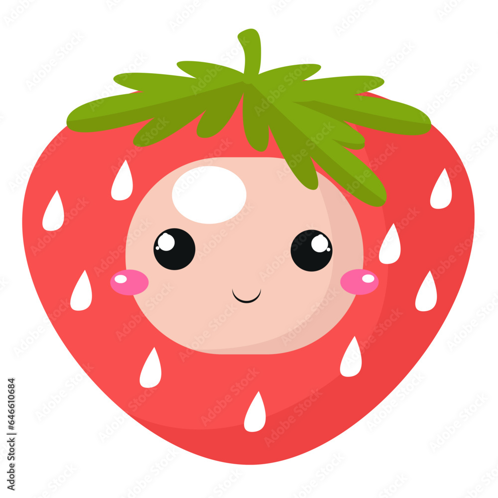 Obraz premium vector strawberry character with funny face