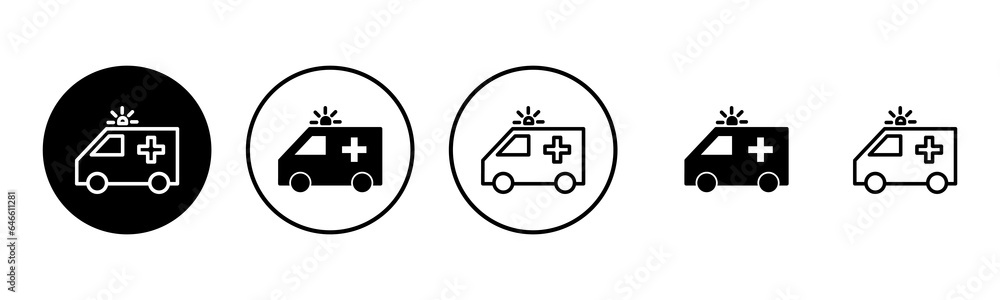 Ambulance icon set illustration. ambulance truck sign and symbol. ambulance car Ambulance icon set illustration. ambulance truck sign and symbol. ambulance car