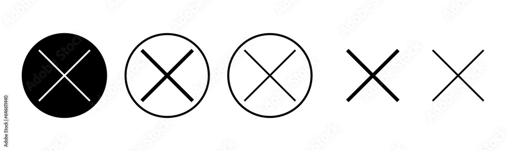Close icon set illustration. Delete sign and symbol. cross sign Close icon set illustration. Delete sign and symbol. cross sign
