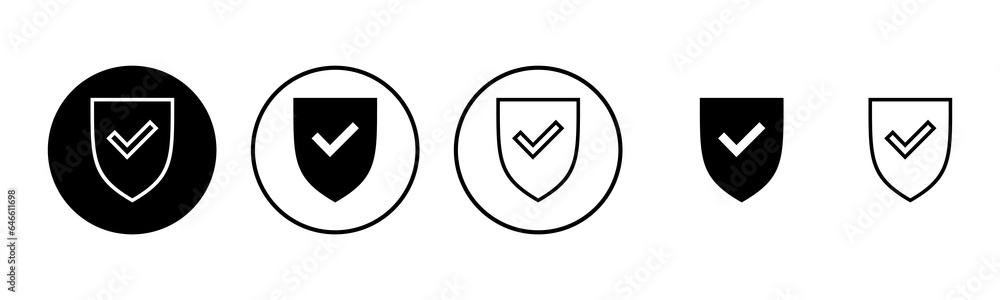 Shield check mark icon set illustration. Protection approve sign. Insurance icon Shield check mark icon set illustration. Protection approve sign. Insurance icon