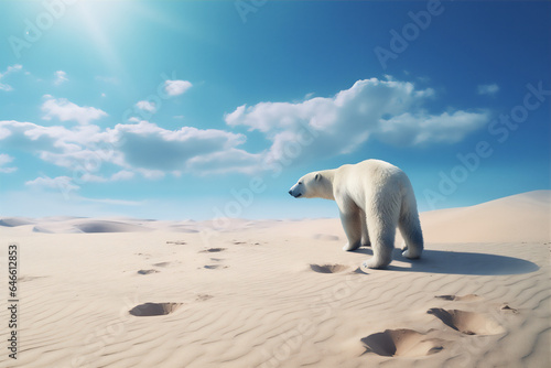 Polar Bear Lost  in the desert  create using Generative Ai Tools