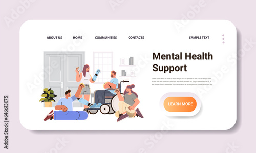 disabled men women during therapy with psychotherapist mental health support people with disabilities concept