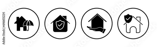 Home insurance icon vector. home shield protect logo