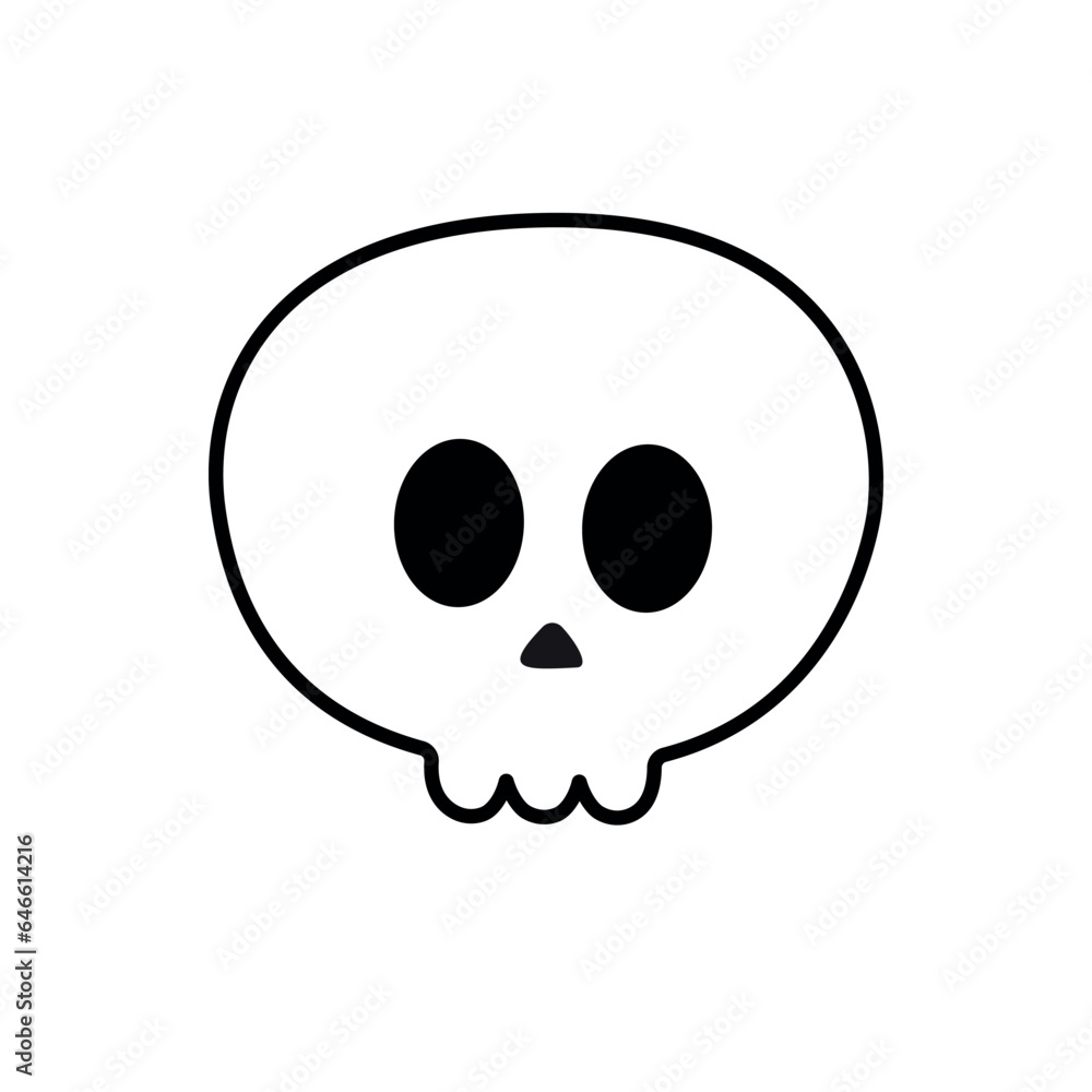 Vector retro groovy cartoon outline skull isolated on white background Vector retro groovy cartoon outline skull isolated on white background