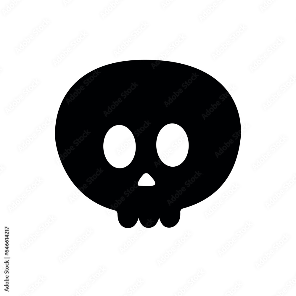Vector retro groovy cartoon skull silhouette isolated on white background Vector retro groovy cartoon skull silhouette isolated on white background