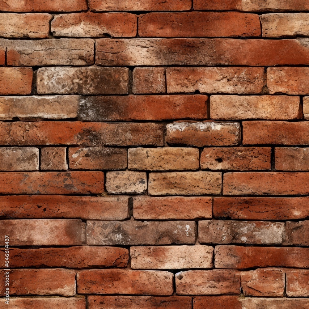 Naklejka premium Red brick wall seamless background, texture pattern for continuous replicate